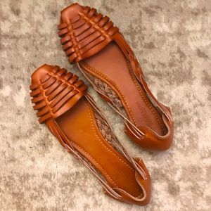 American Eagle AEO Brown Braided Woven Sandals Flats